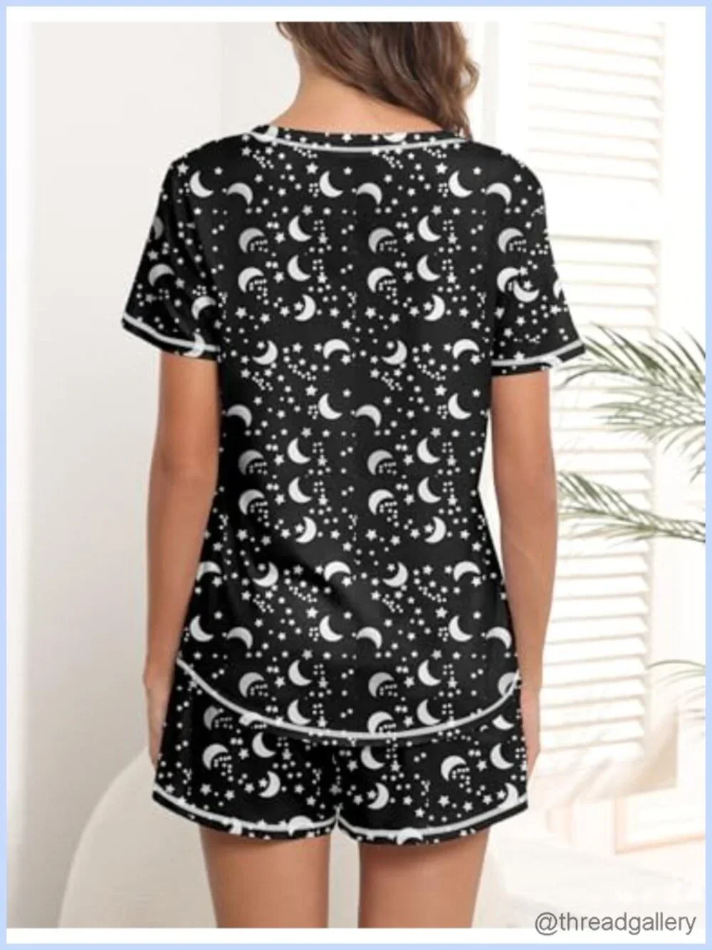 Women's 2 Piece Pajama Set Short Sleeve V Neck Top & Drawstring Shorts Sleepwear